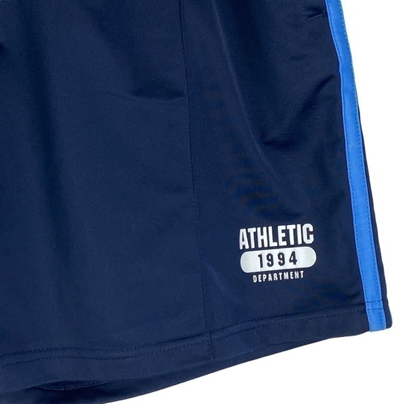 Athletic Works Blue Drawstring Shorts Men's Large Side Stripes Elastic Waistband - Picture 5 of 7